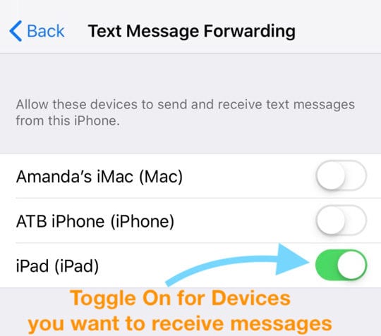 code wont sent to mac for text message forwarding
